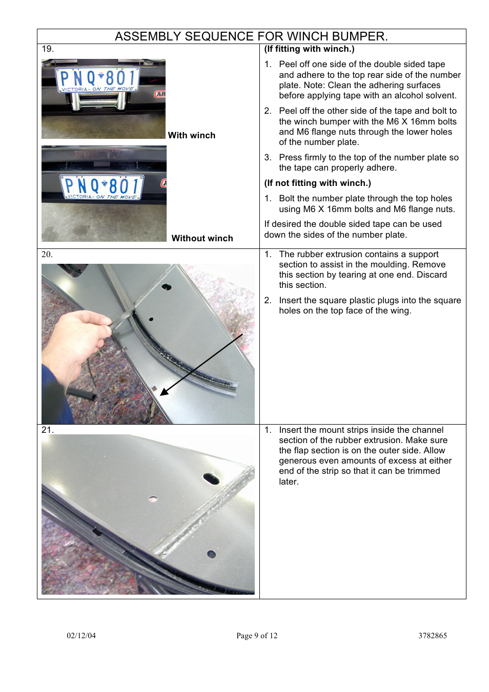 Assembly sequence for winch bumper | ARB 3938020 User Manual | Page 9 / 12