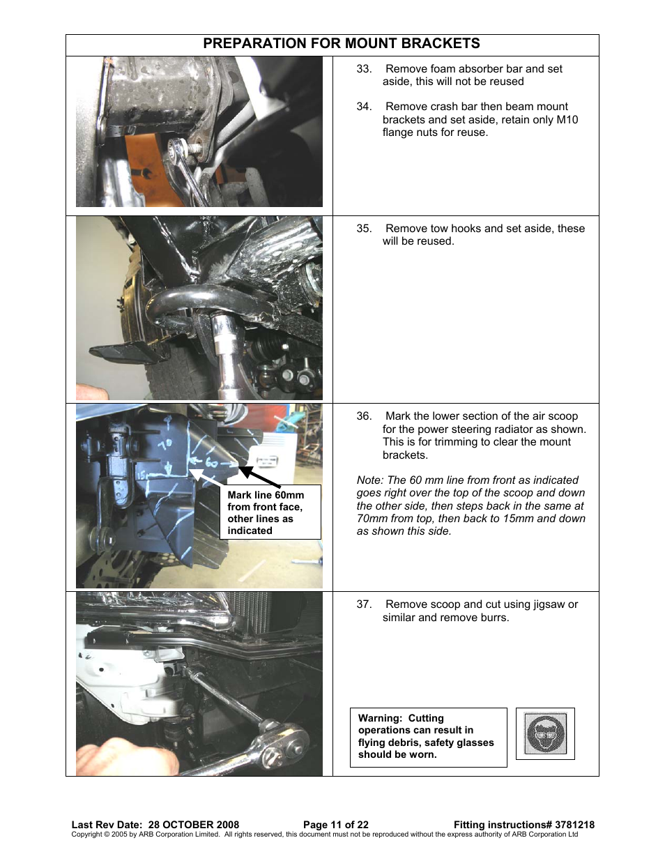 Preparation for mount brackets | ARB 3915040 User Manual | Page 11 / 22