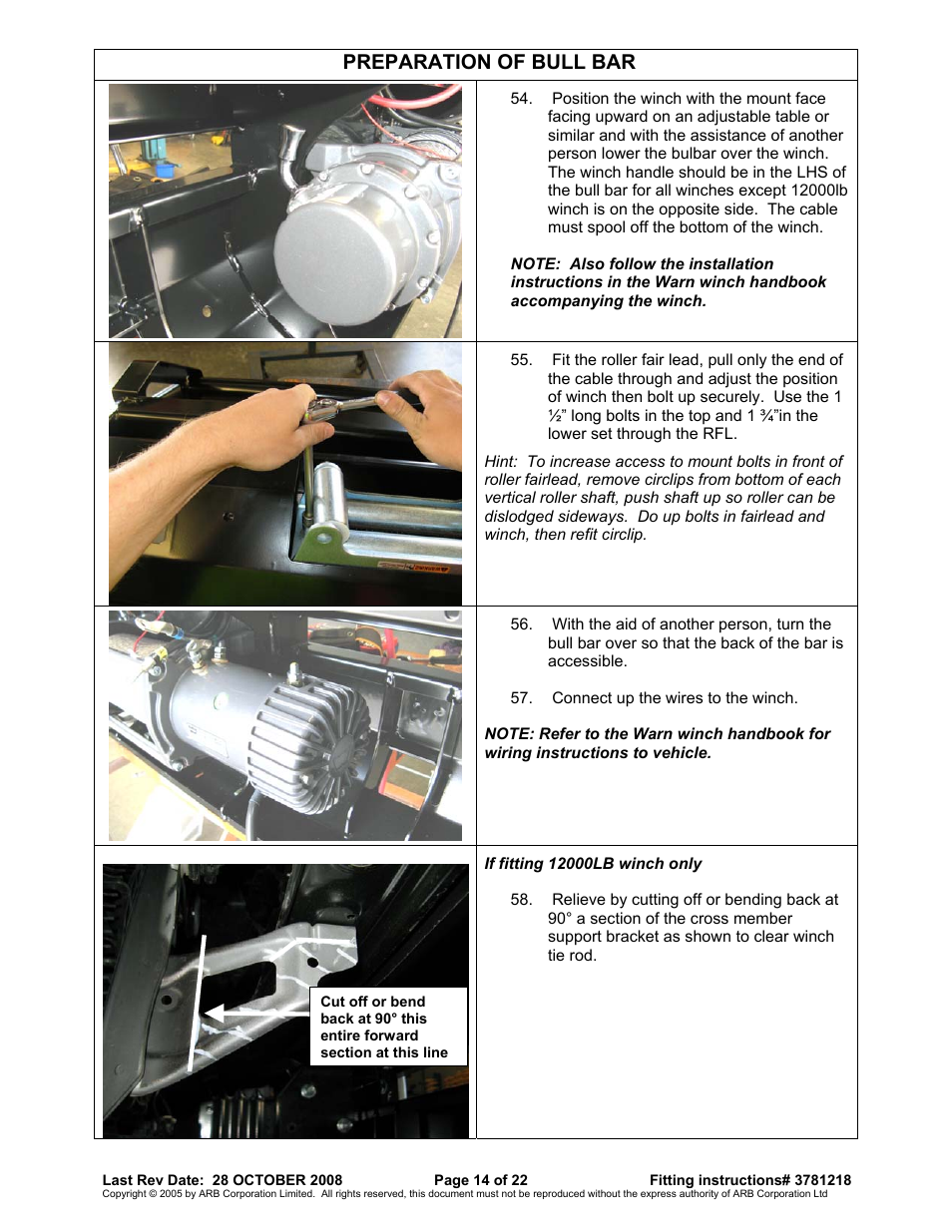 Preparation of bull bar | ARB 3915040 User Manual | Page 14 / 22