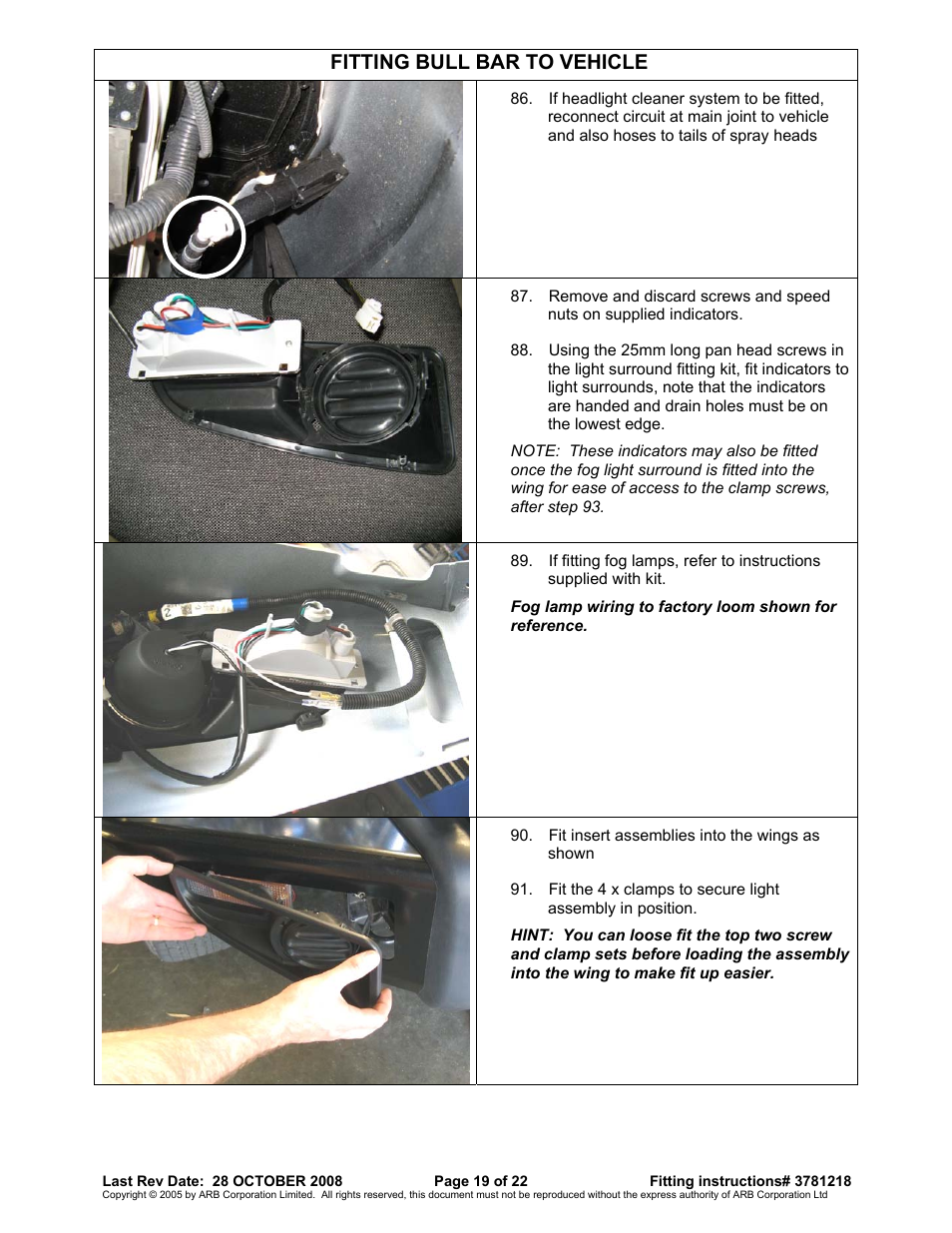 Fitting bull bar to vehicle | ARB 3915040 User Manual | Page 19 / 22
