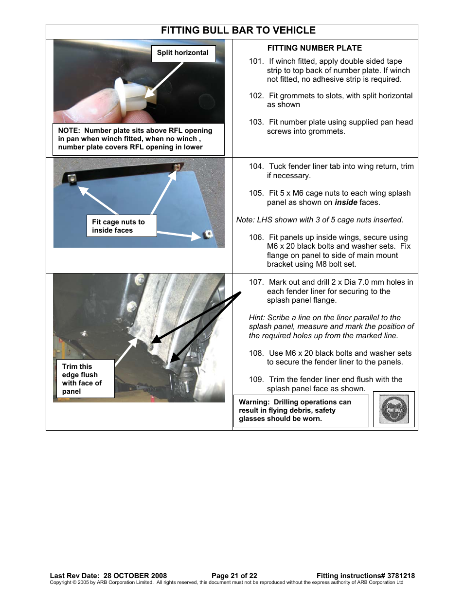 Fitting bull bar to vehicle | ARB 3915040 User Manual | Page 21 / 22