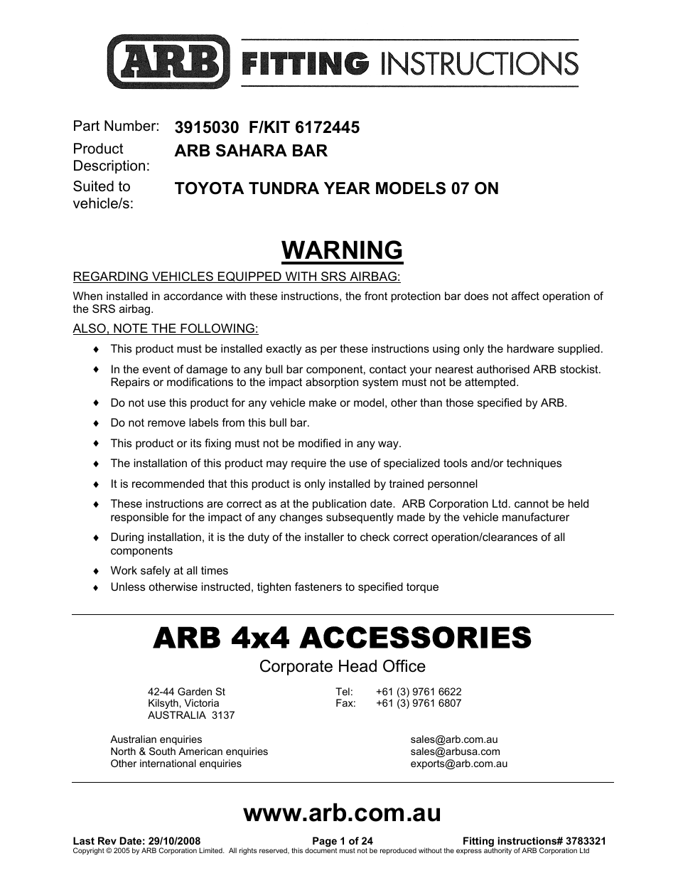 ARB 3915030 User Manual | 24 pages