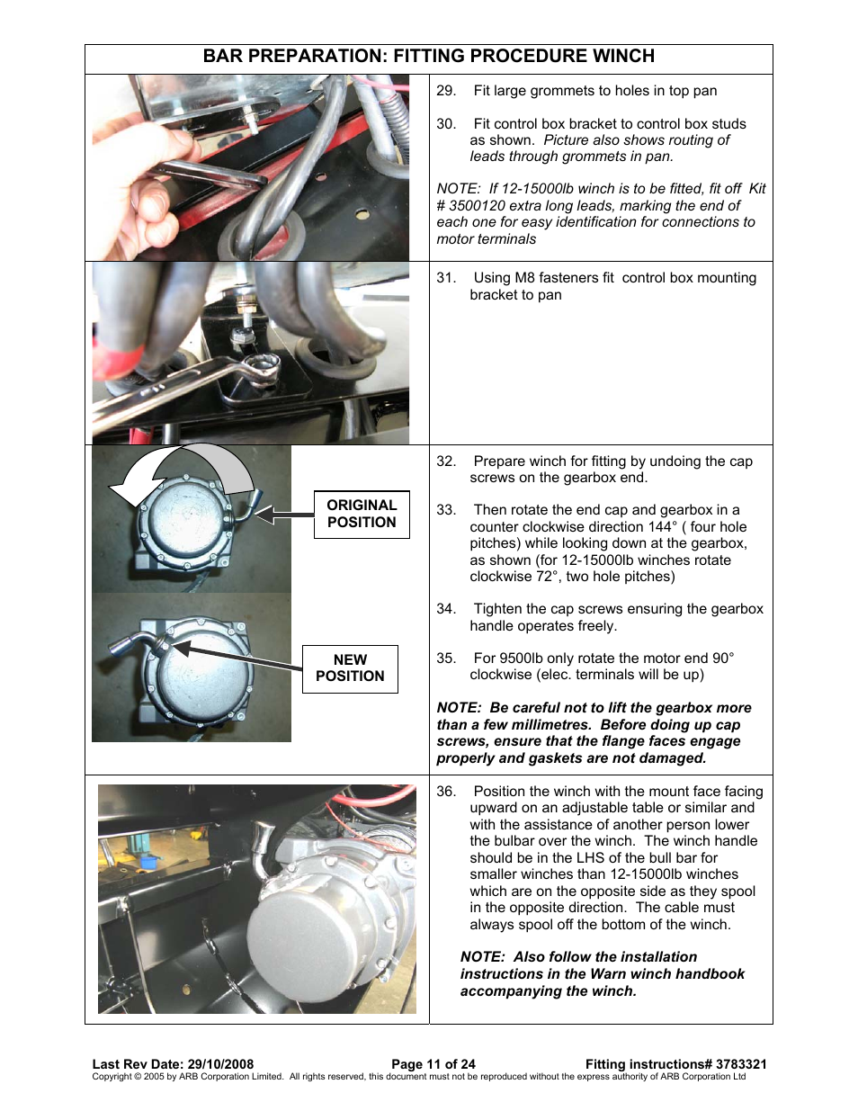 Bar preparation: fitting procedure winch | ARB 3915030 User Manual | Page 11 / 24
