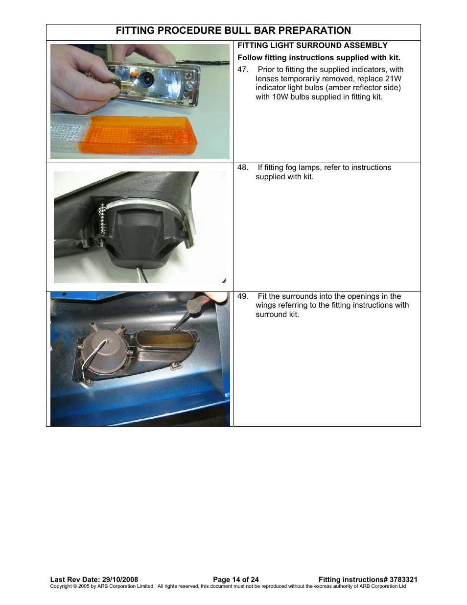 Fitting procedure bull bar preparation | ARB 3915030 User Manual | Page 14 / 24