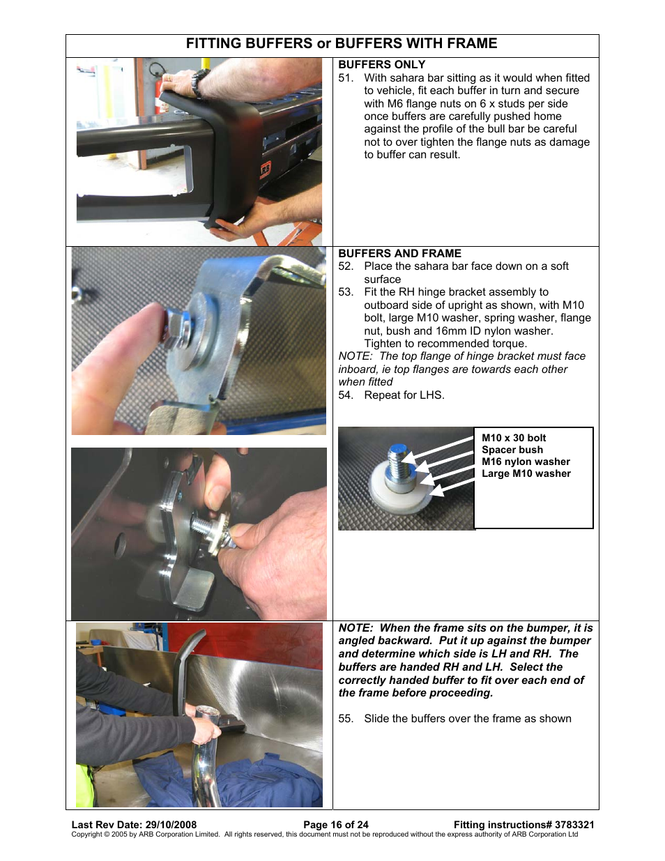Fitting buffers or buffers with frame | ARB 3915030 User Manual | Page 16 / 24