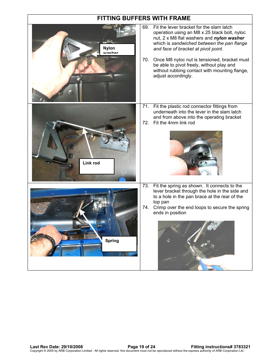 Fitting buffers with frame | ARB 3915030 User Manual | Page 19 / 24