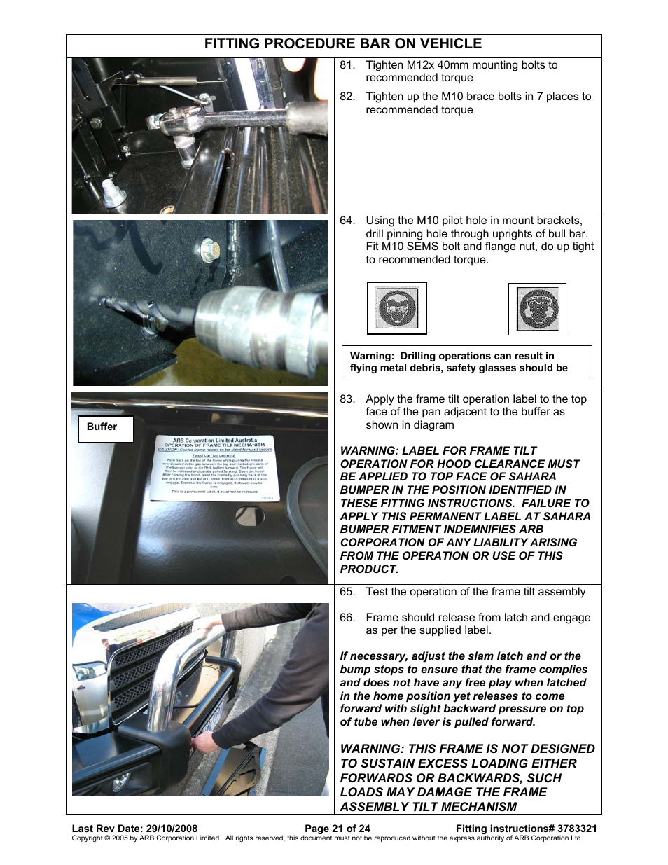 Fitting procedure bar on vehicle | ARB 3915030 User Manual | Page 21 / 24