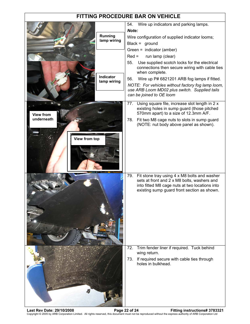 Fitting procedure bar on vehicle | ARB 3915030 User Manual | Page 22 / 24