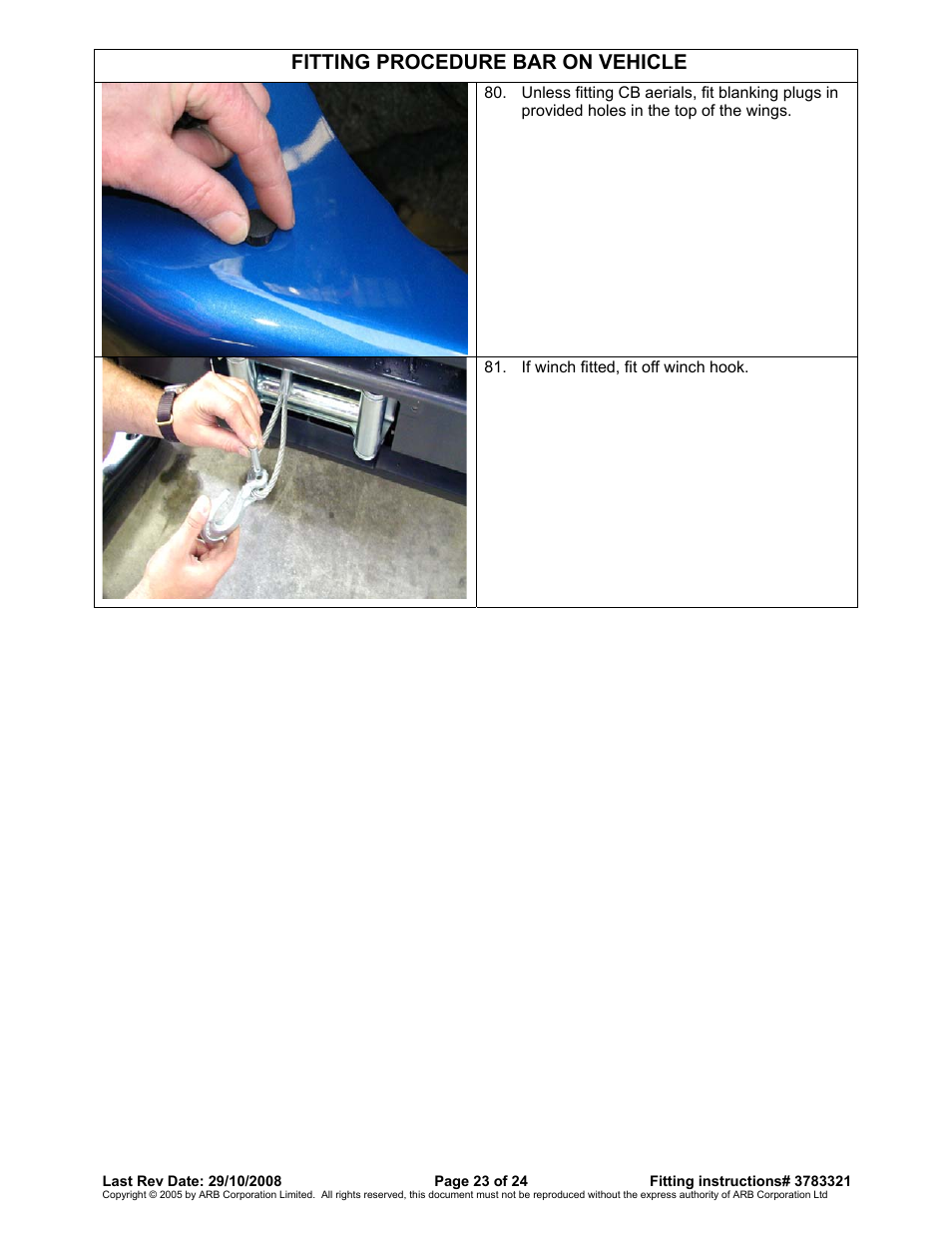 Fitting procedure bar on vehicle | ARB 3915030 User Manual | Page 23 / 24