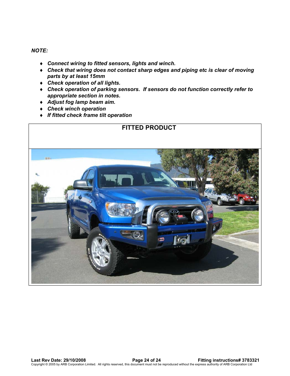 Fitted product | ARB 3915030 User Manual | Page 24 / 24