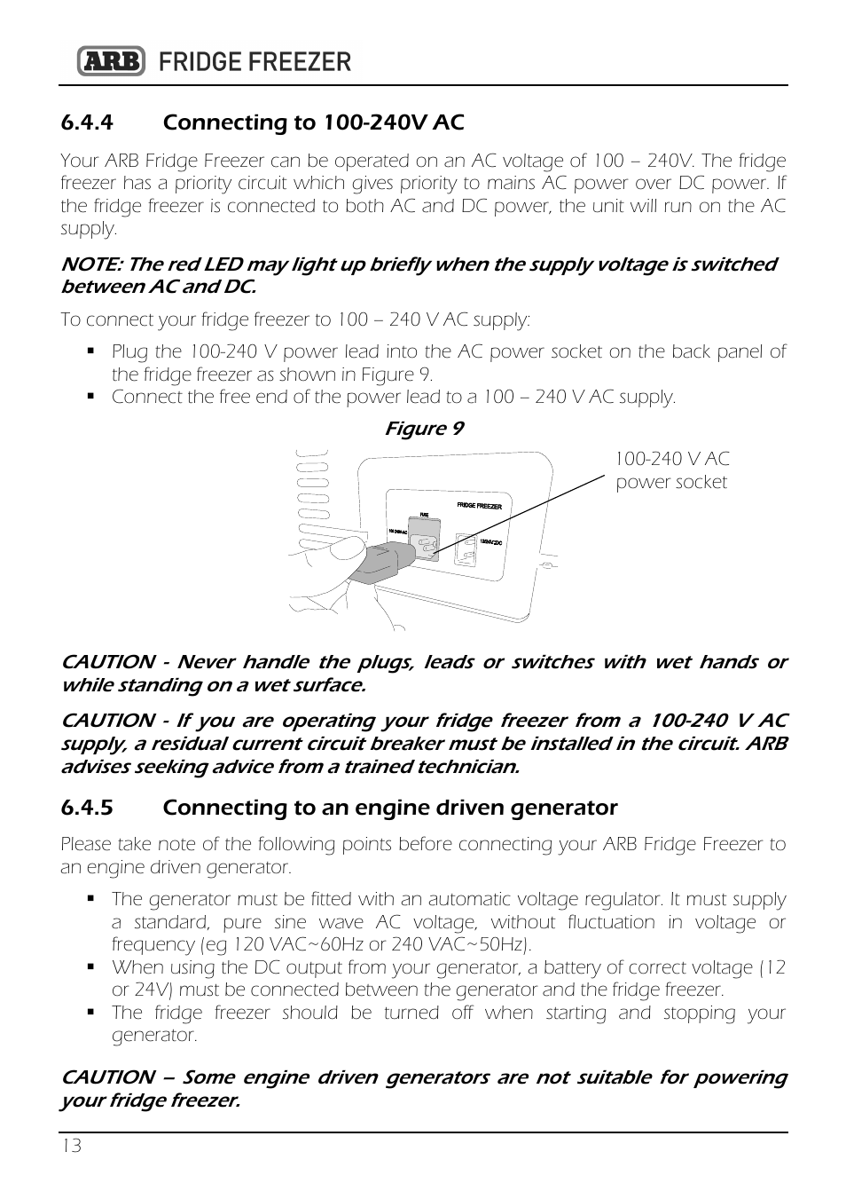 5 connecting to an engine driven generator | ARB 82QT-10800782 User Manual | Page 14 / 28