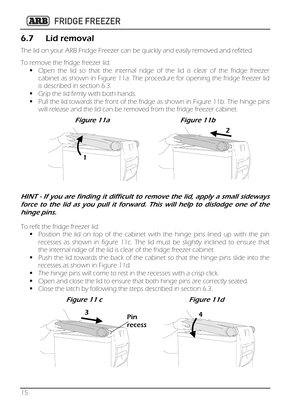 7 lid removal | ARB 82QT-10800782 User Manual | Page 16 / 28