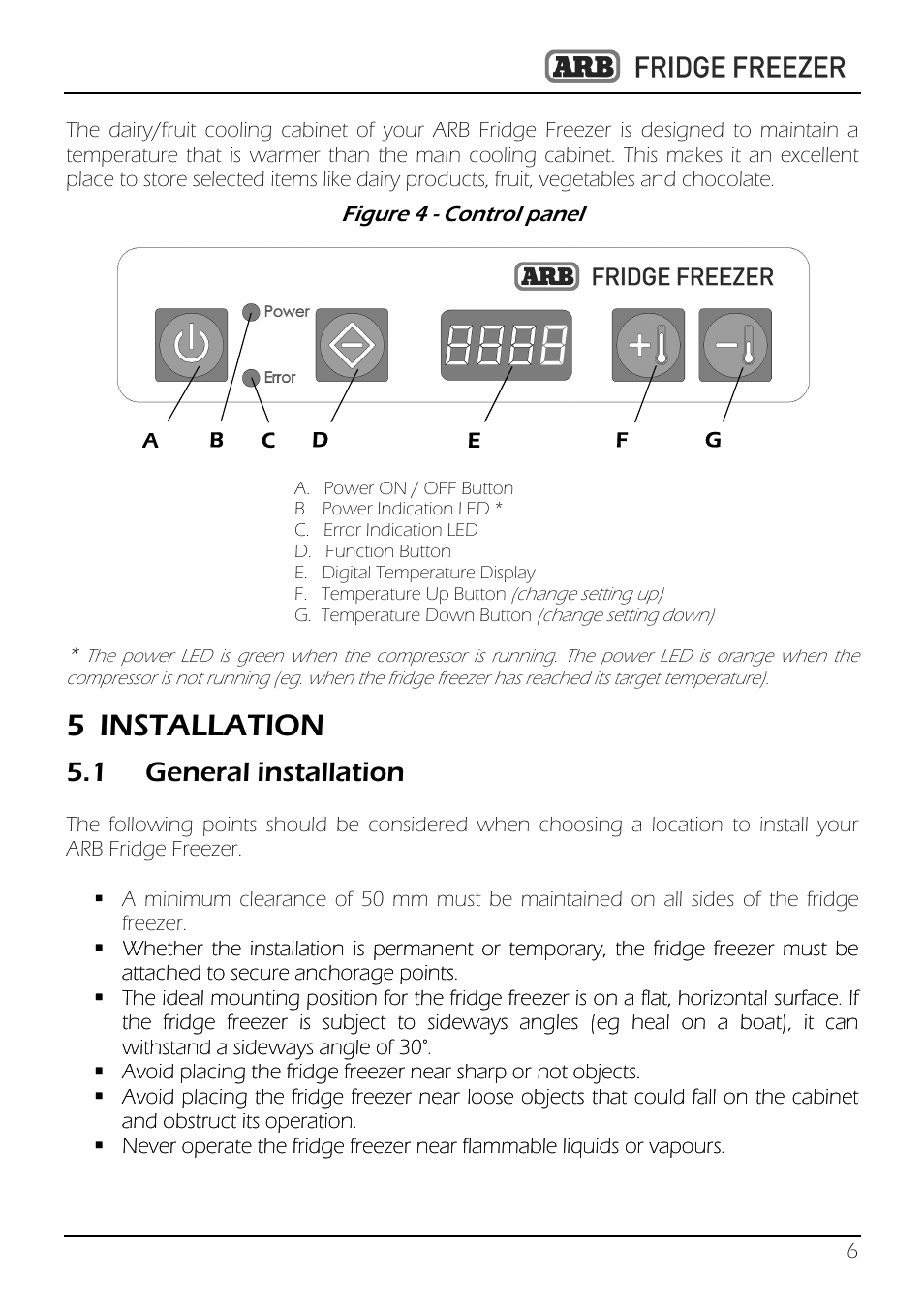 5 installation, 1 general installation | ARB 82QT-10800782 User Manual | Page 7 / 28