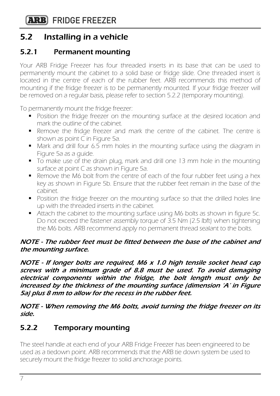 2 installing in a vehicle | ARB 82QT-10800782 User Manual | Page 8 / 28