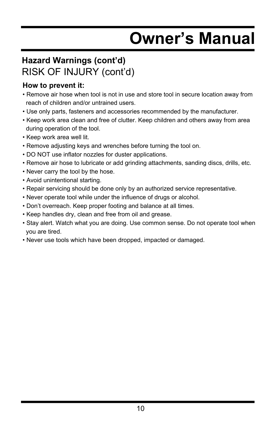 Owner’s manual | Steele Products SP-CE155QT User Manual | Page 10 / 31