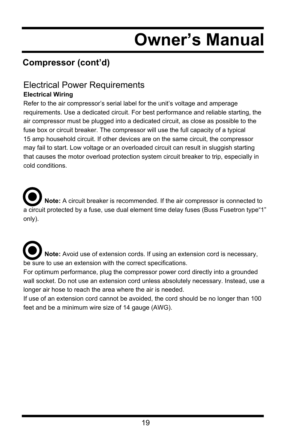 Owner’s manual | Steele Products SP-CE155QT User Manual | Page 19 / 31