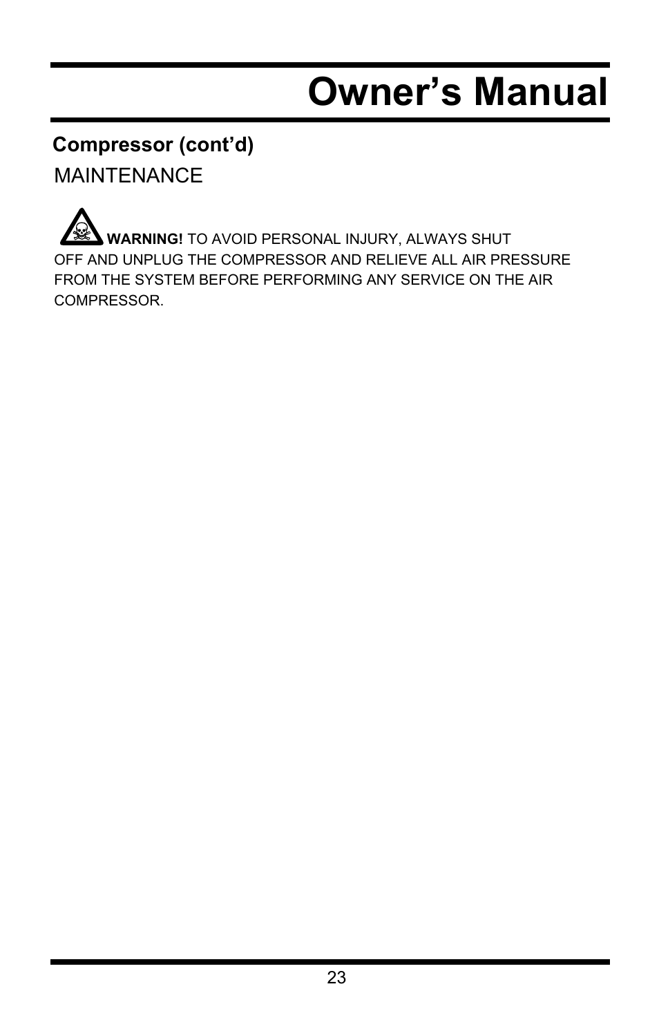 Owner’s manual | Steele Products SP-CE155QT User Manual | Page 23 / 31
