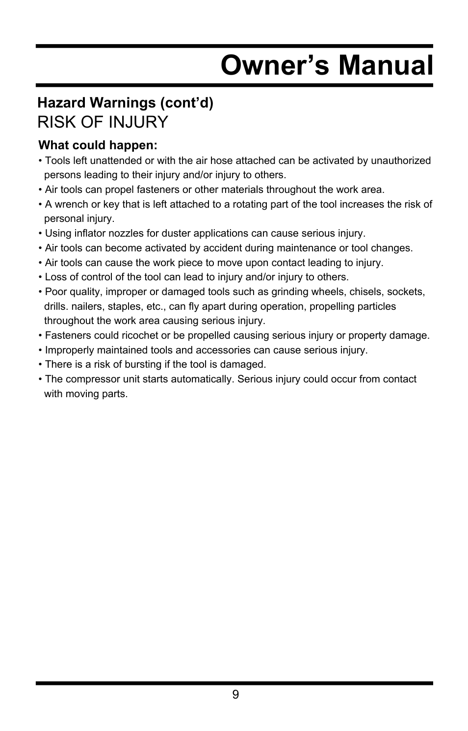 Owner’s manual | Steele Products SP-CE155QT User Manual | Page 9 / 31