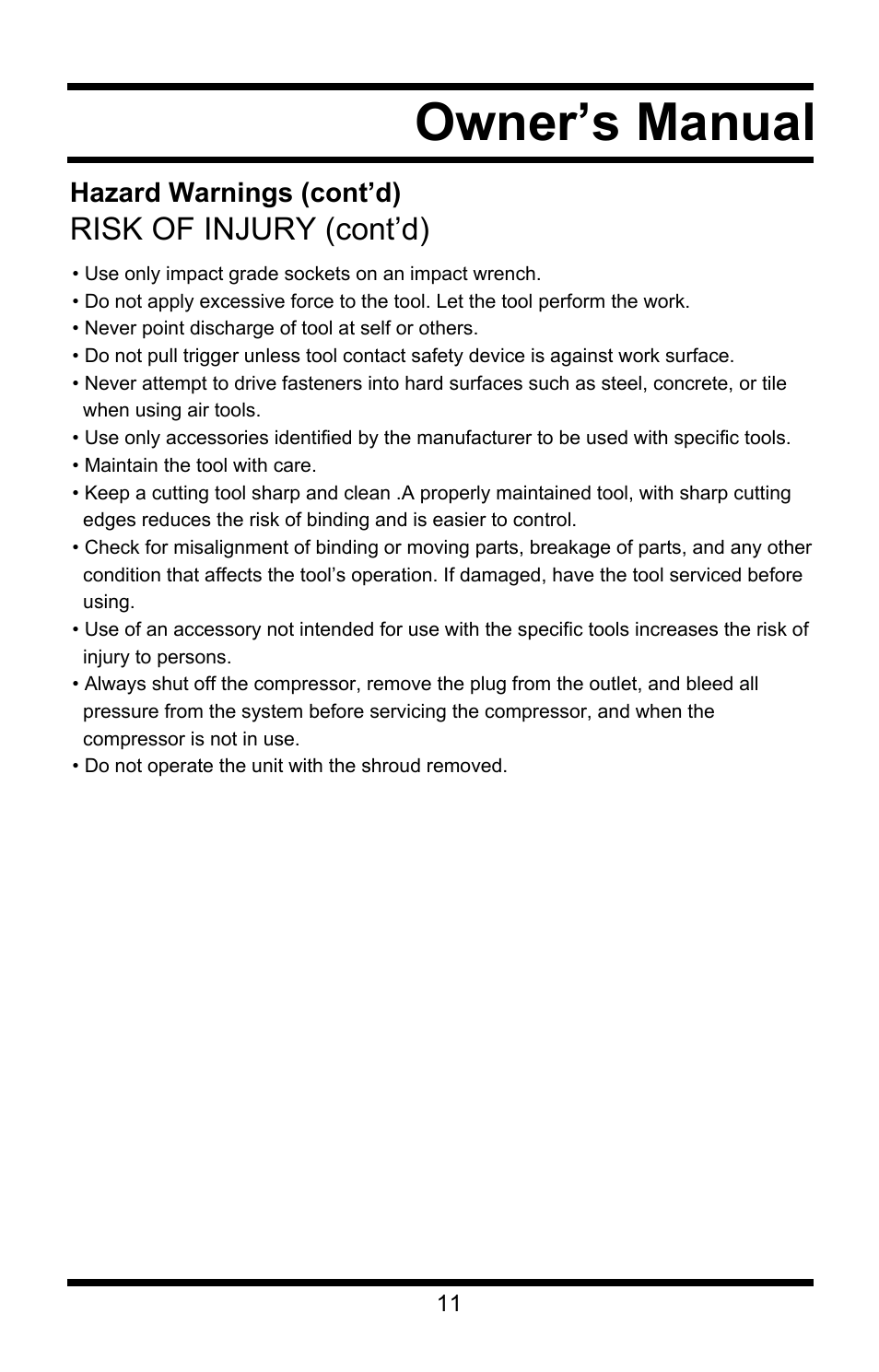 Owner’s manual | Steele Products SP-CE355AT User Manual | Page 11 / 32