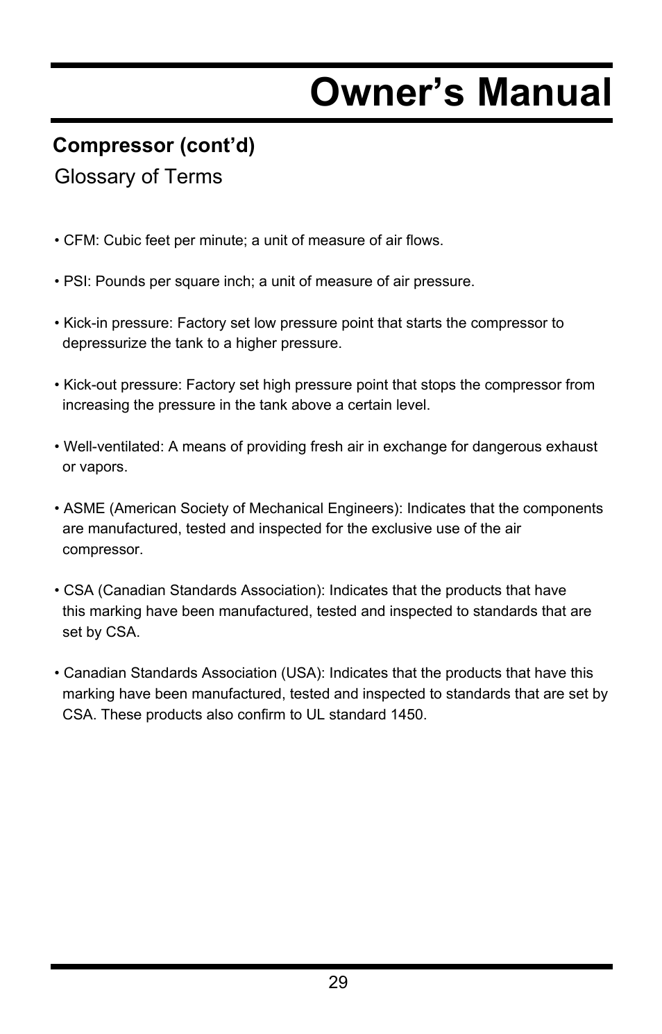 Owner’s manual | Steele Products SP-CE355AT User Manual | Page 29 / 32