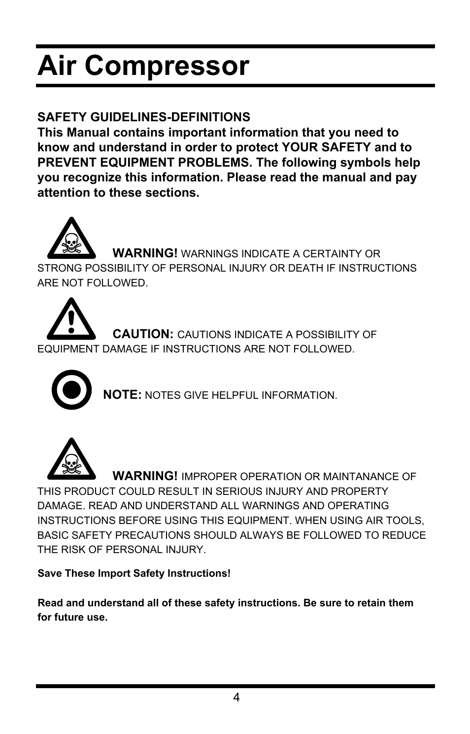 Air compressor | Steele Products SP-CE355AT User Manual | Page 4 / 32