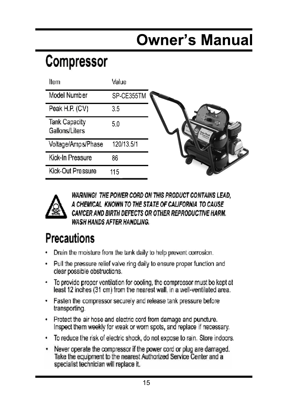 Steele Products SP-CE355TM User Manual | Page 15 / 32