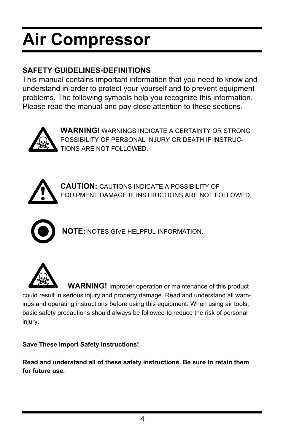Air compressor | Steele Products SP-CE358TM User Manual | Page 4 / 33