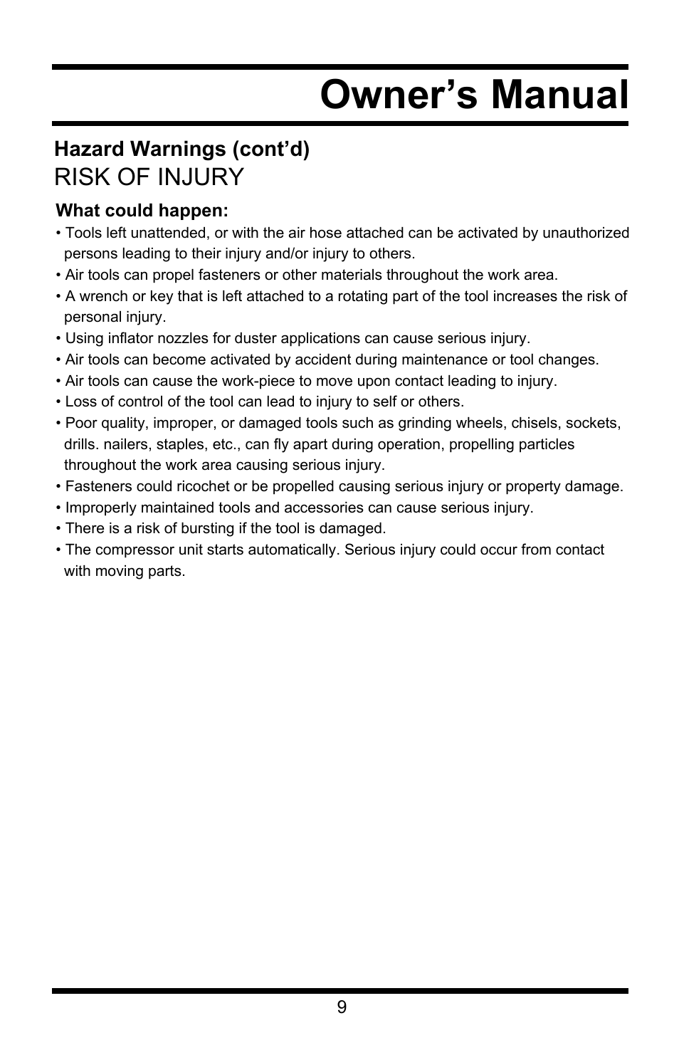 Owner’s manual | Steele Products SP-CE358TM User Manual | Page 9 / 33
