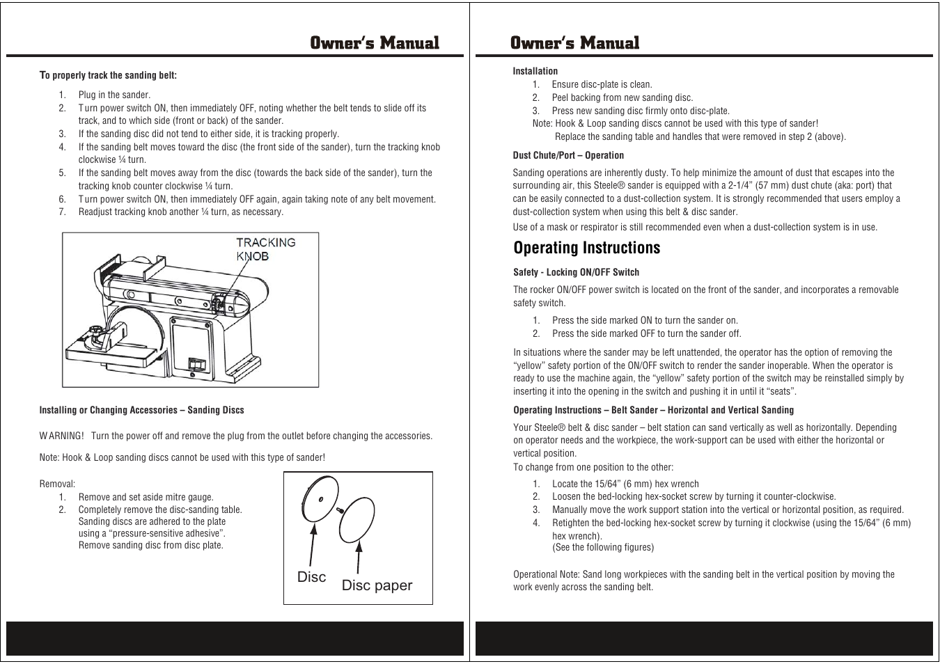 Operating instructions, Disc disc paper | Steele Products SP-PB306 User Manual | Page 6 / 10