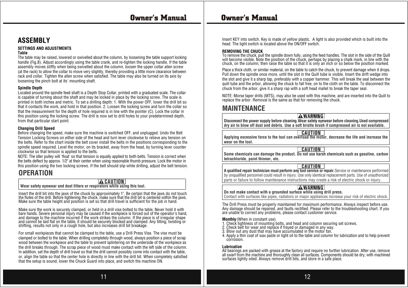 Operation, Assembly, Maintenance | Steele Products SP-PB214 User Manual | Page 6 / 9