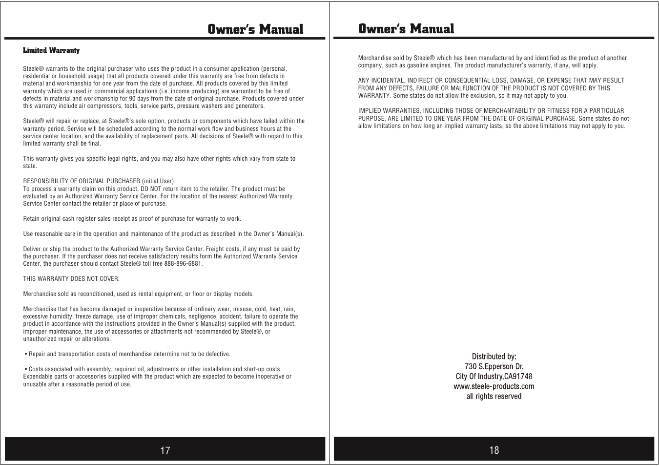Steele Products SP-PB214 User Manual | Page 9 / 9