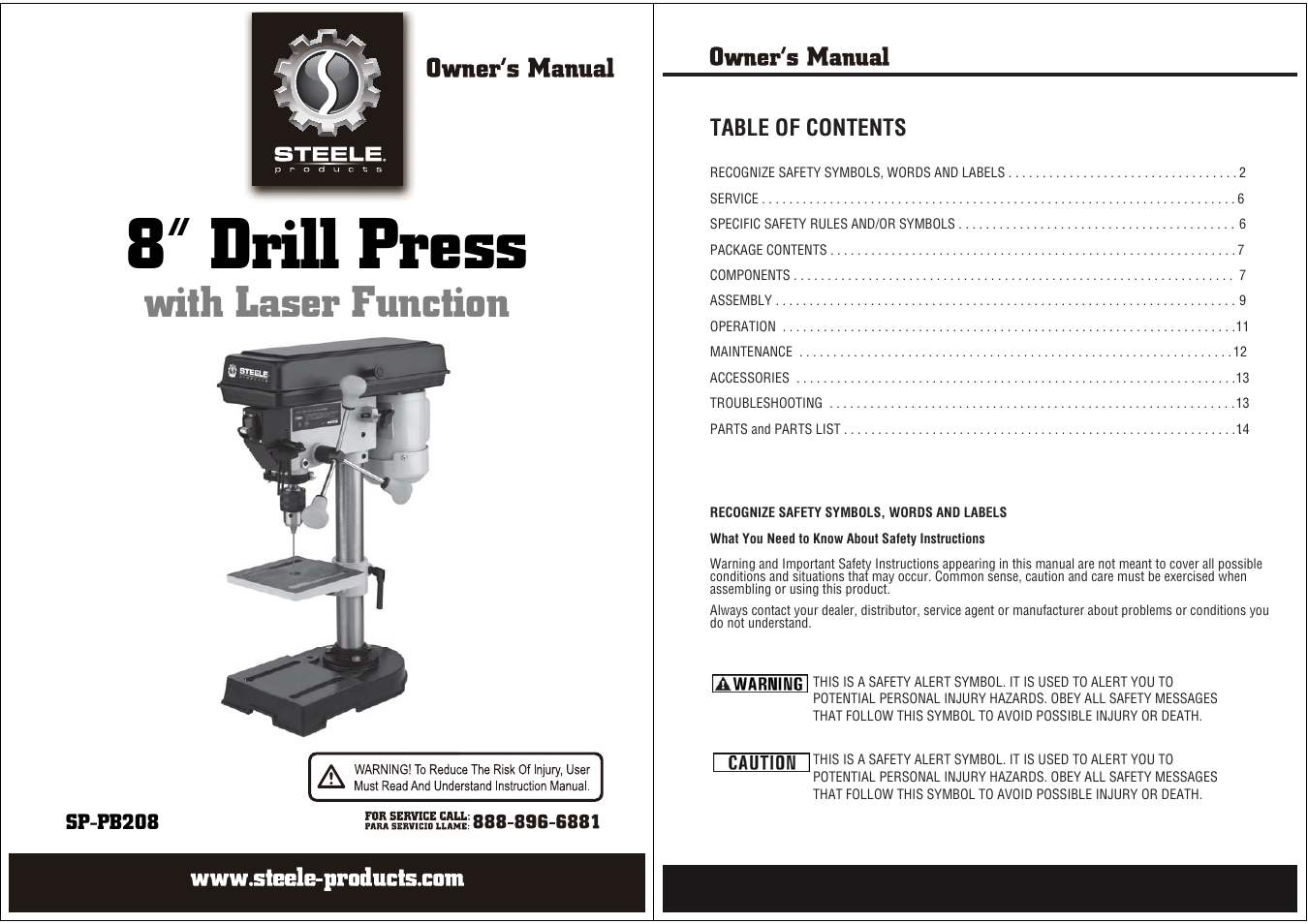 Steele Products SP-PB208 User Manual | 9 pages