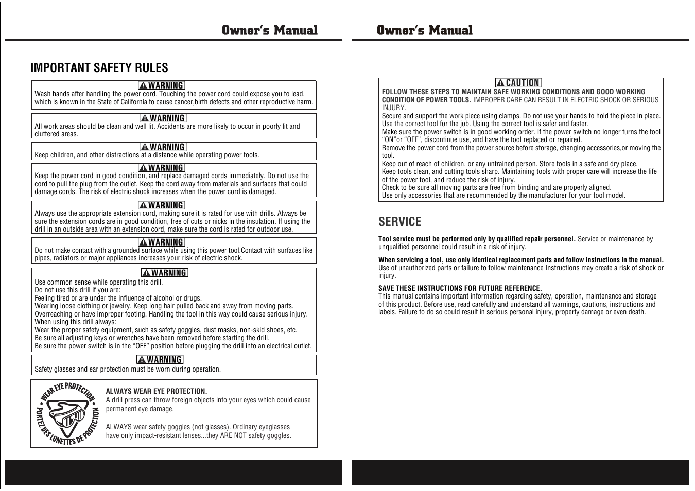 Important safety rules, Service | Steele Products SP-PB208 User Manual | Page 3 / 9