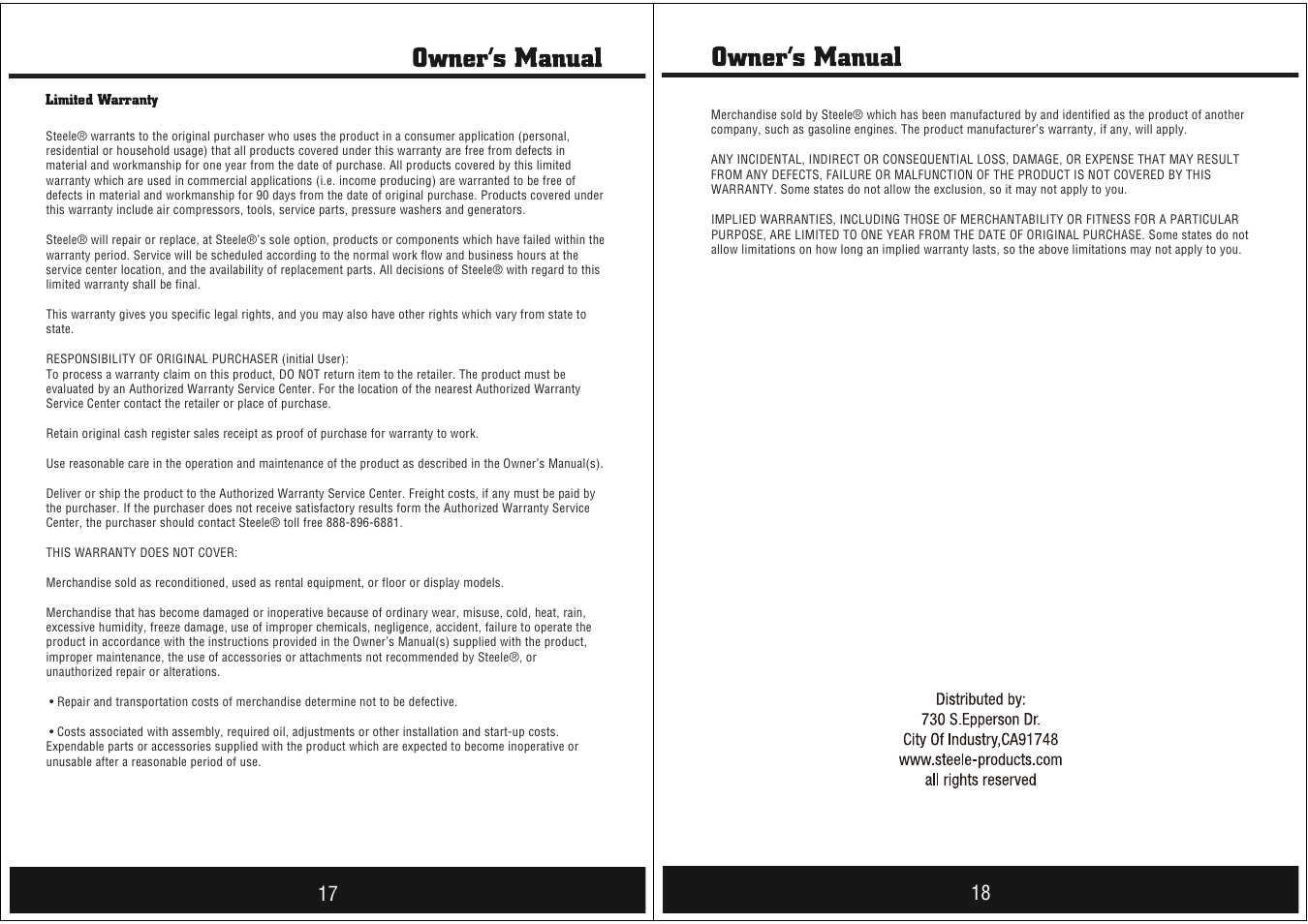 Steele Products SP-PB208 User Manual | Page 9 / 9