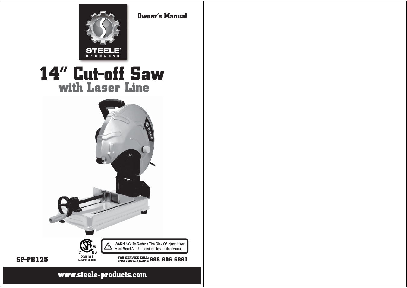 Steele Products SP-PB125 User Manual | 10 pages