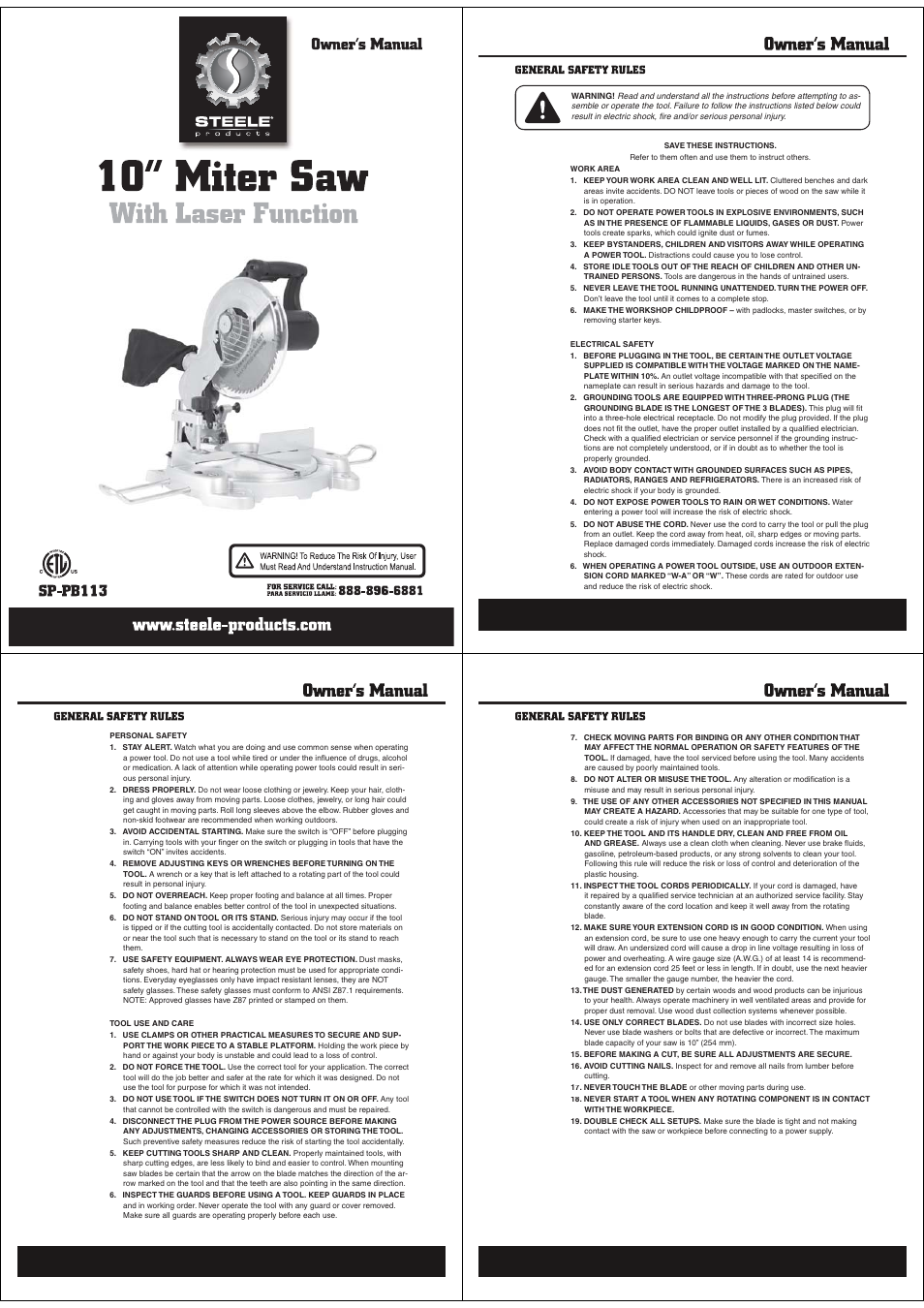 Steele Products SP-PB113 User Manual | 7 pages