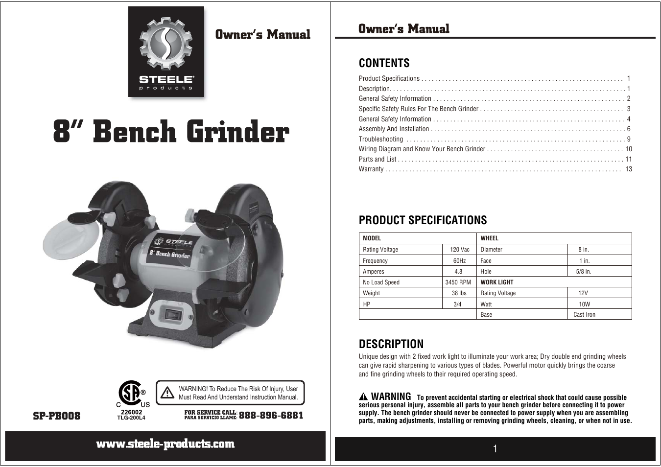 Steele Products SP-PB008 User Manual | 8 pages
