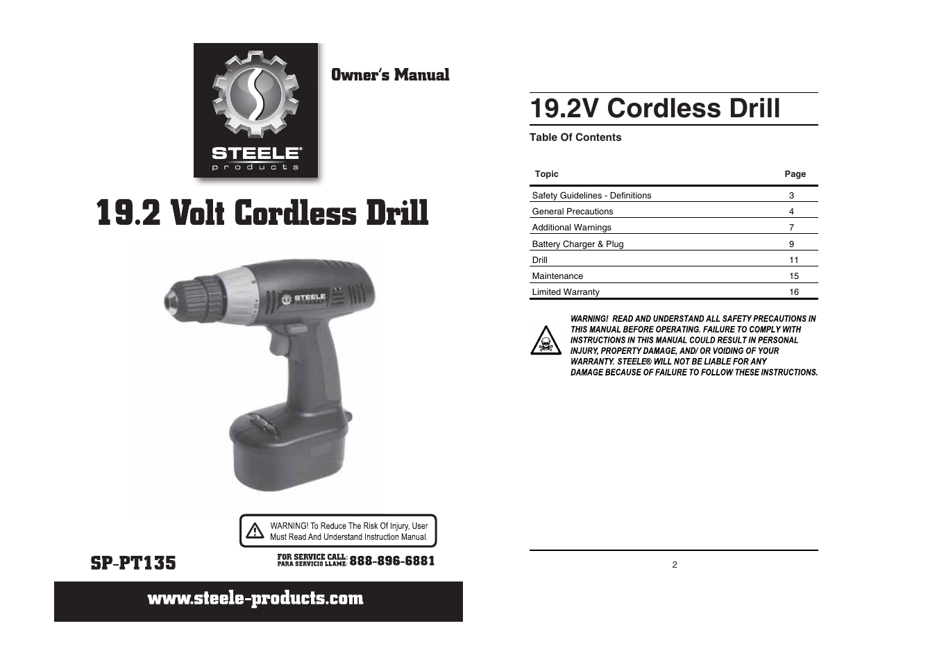 Steele Products SP-PT135 User Manual | 9 pages