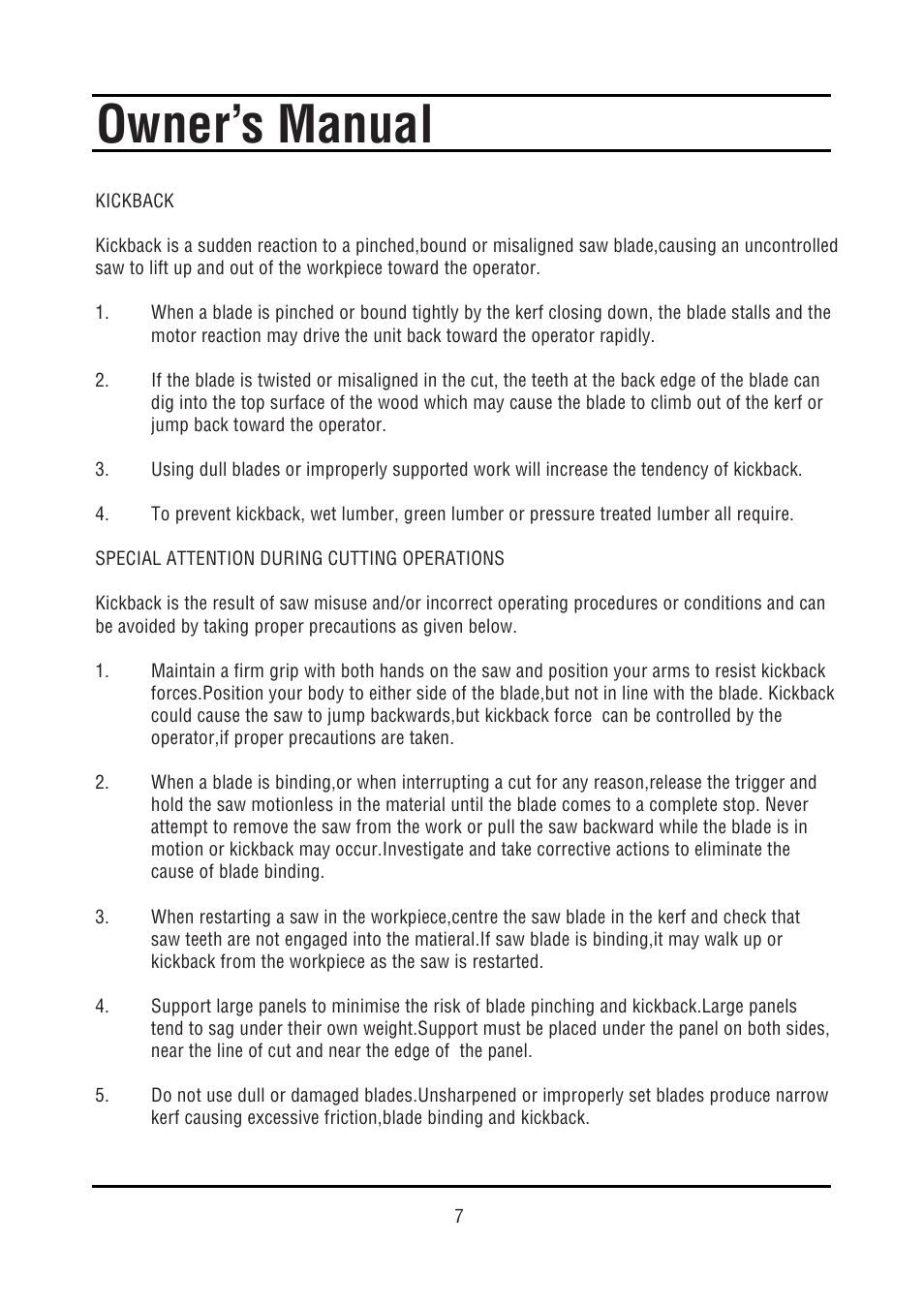 Owner’s manual | Steele Products SP-PT211 User Manual | Page 7 / 15