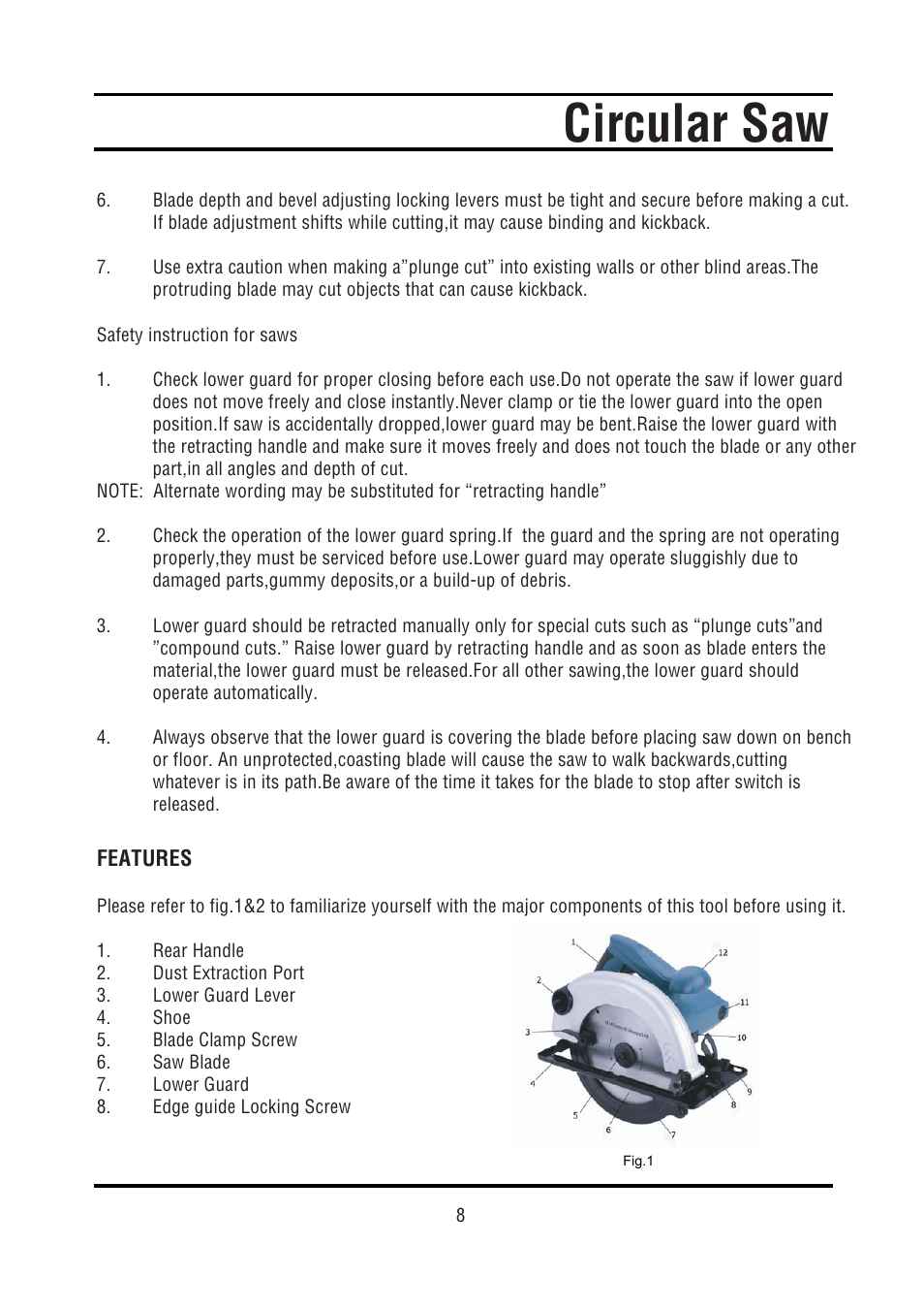 Circular saw | Steele Products SP-PT211 User Manual | Page 8 / 15