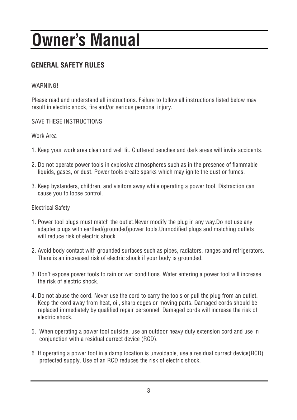 Owner’s manual | Steele Products SP-PT212 User Manual | Page 3 / 12