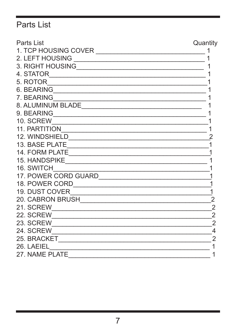 7parts list, Reglas generales de seguridad área de trabajo, Seguridad eléctrica | Steele Products SP-PT220 User Manual | Page 8 / 10