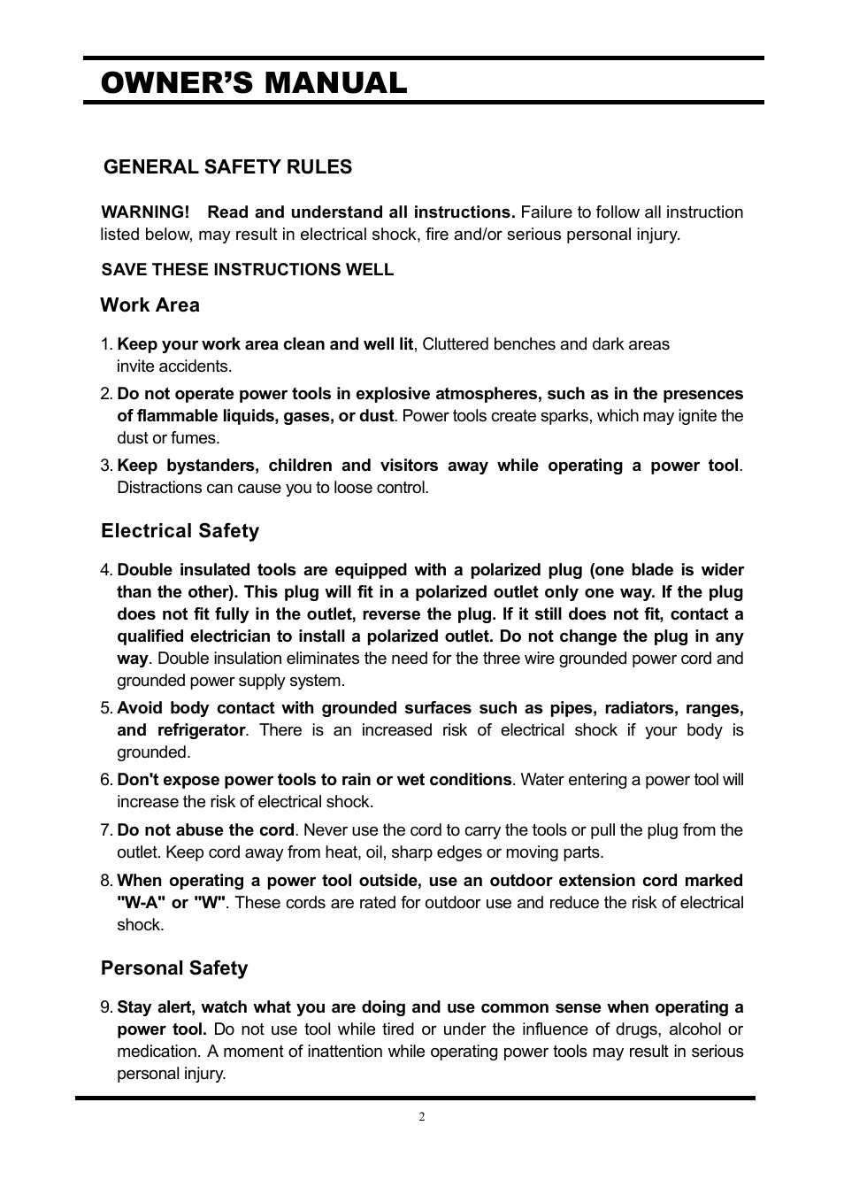 Owner’s manual | Steele Products SP-PT235 User Manual | Page 3 / 11