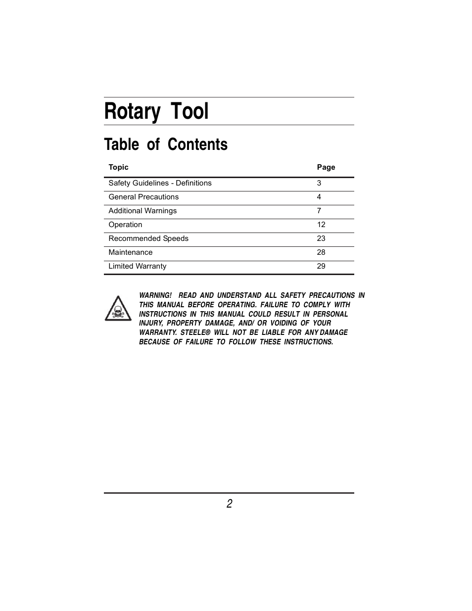 Steele Products SP-PT253 User Manual | Page 2 / 31