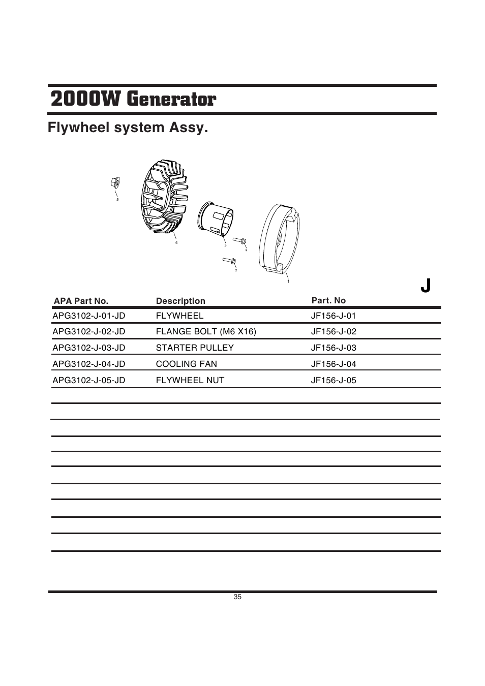 2000w generator, Flywheel system assy | Steele Products SP-GG200D User Manual | Page 35 / 50