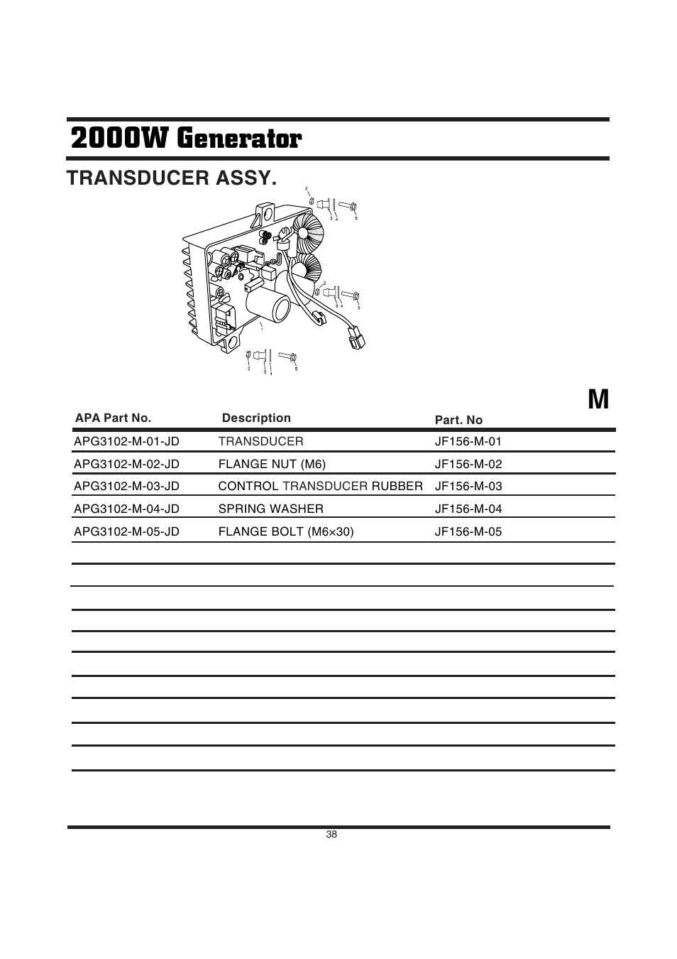 2000w generator, Transducer assy | Steele Products SP-GG200D User Manual | Page 38 / 50