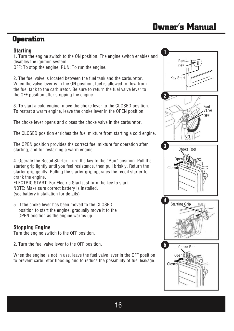 Owner’s manual, Operation | Steele Products SP-GG1000E User Manual | Page 17 / 46