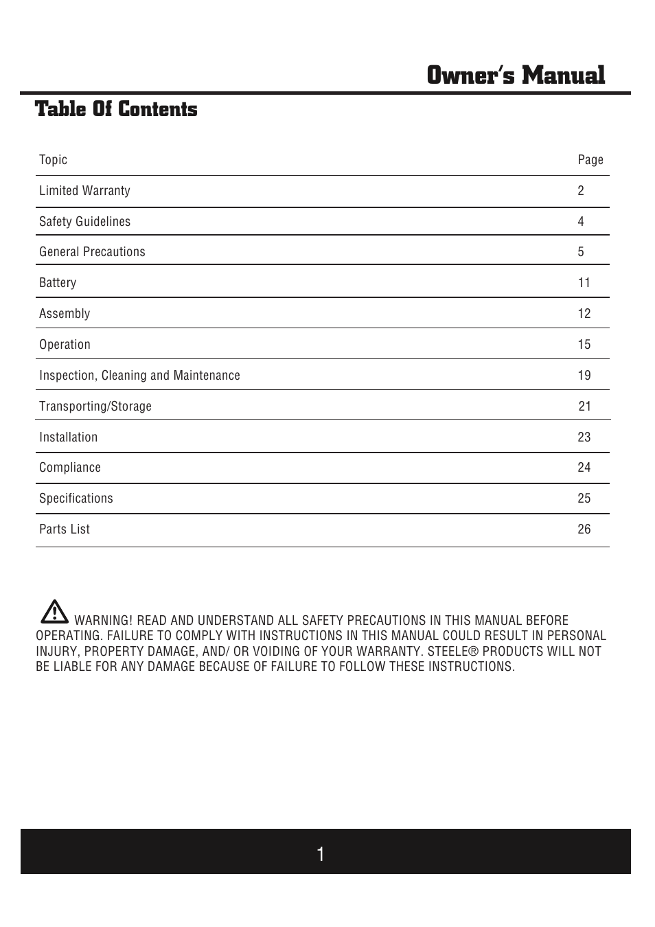 Steele Products SP-GG1000E User Manual | Page 2 / 46