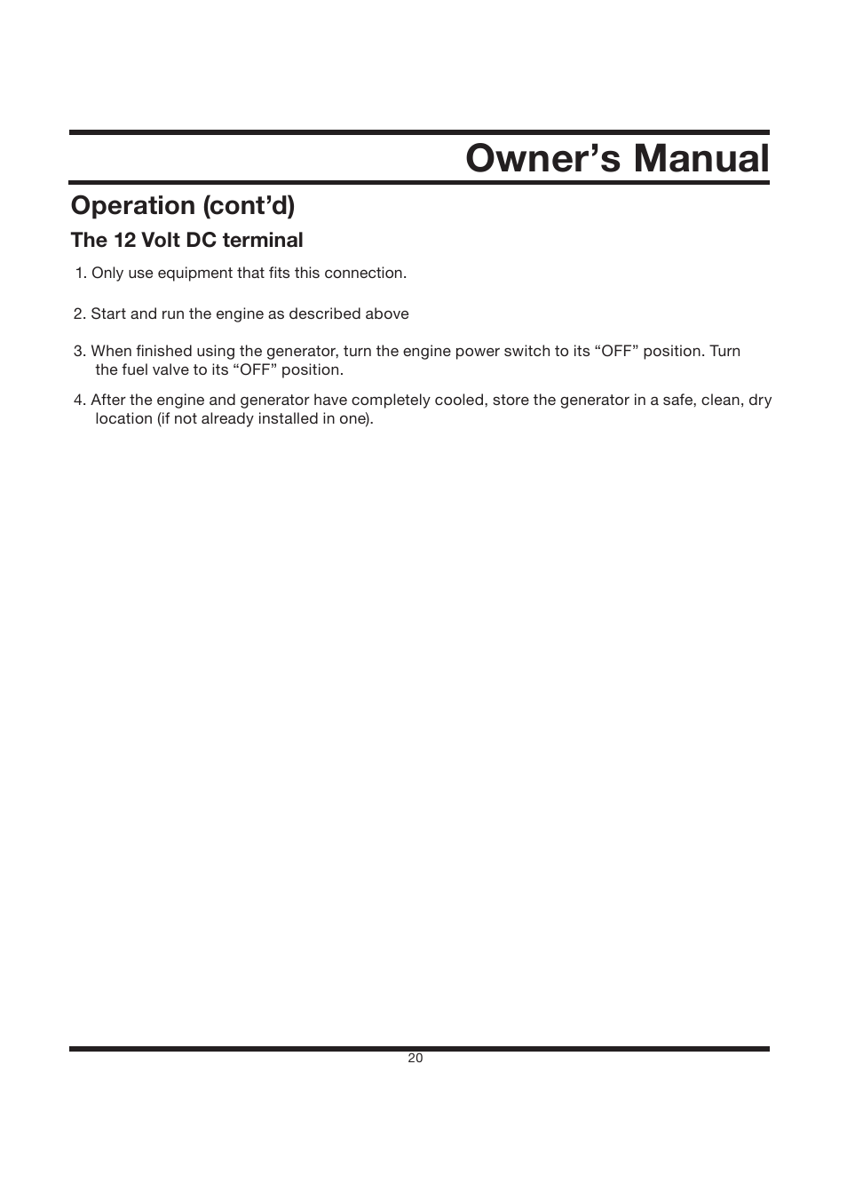 Owner’s manual, Operation (cont’d) | Steele Products SP-GG120CM User Manual | Page 21 / 47