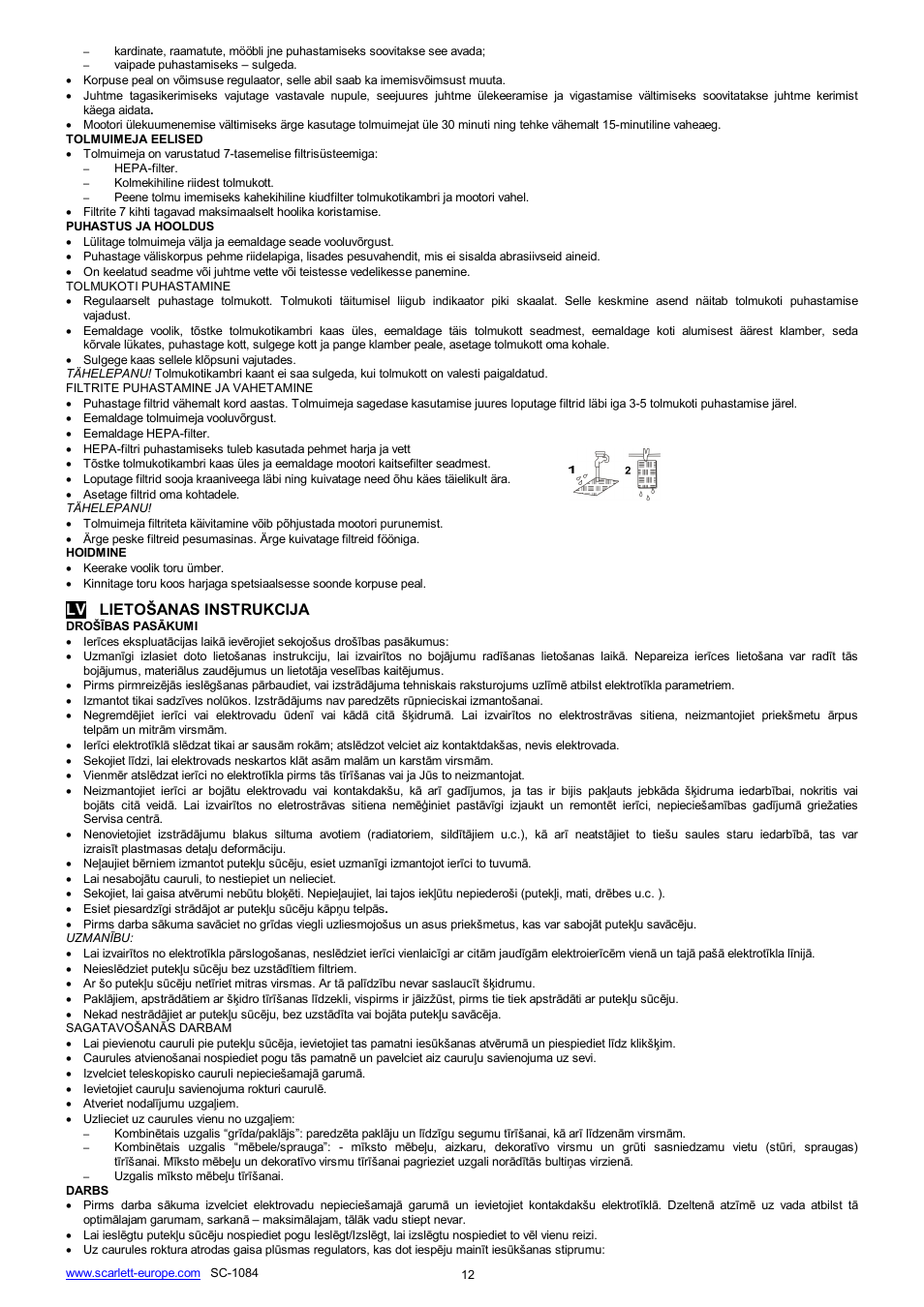 Lv lieto anas instrukcija | Scarlett SC-1084 User Manual | Page 12 / 17